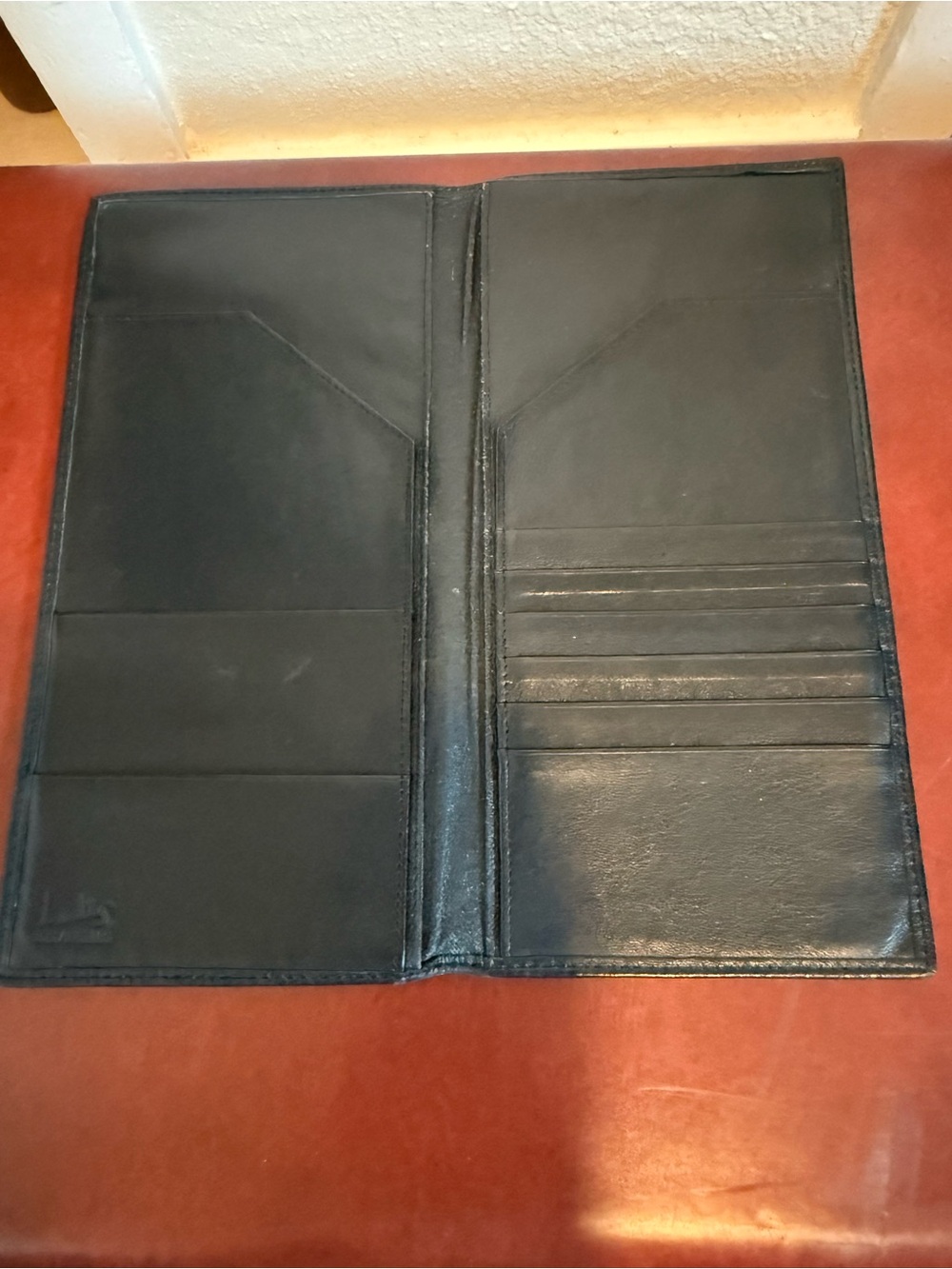 Lodis Black Leather Travel Wallet Organizer Passport Document Holder 9” x 4.5”